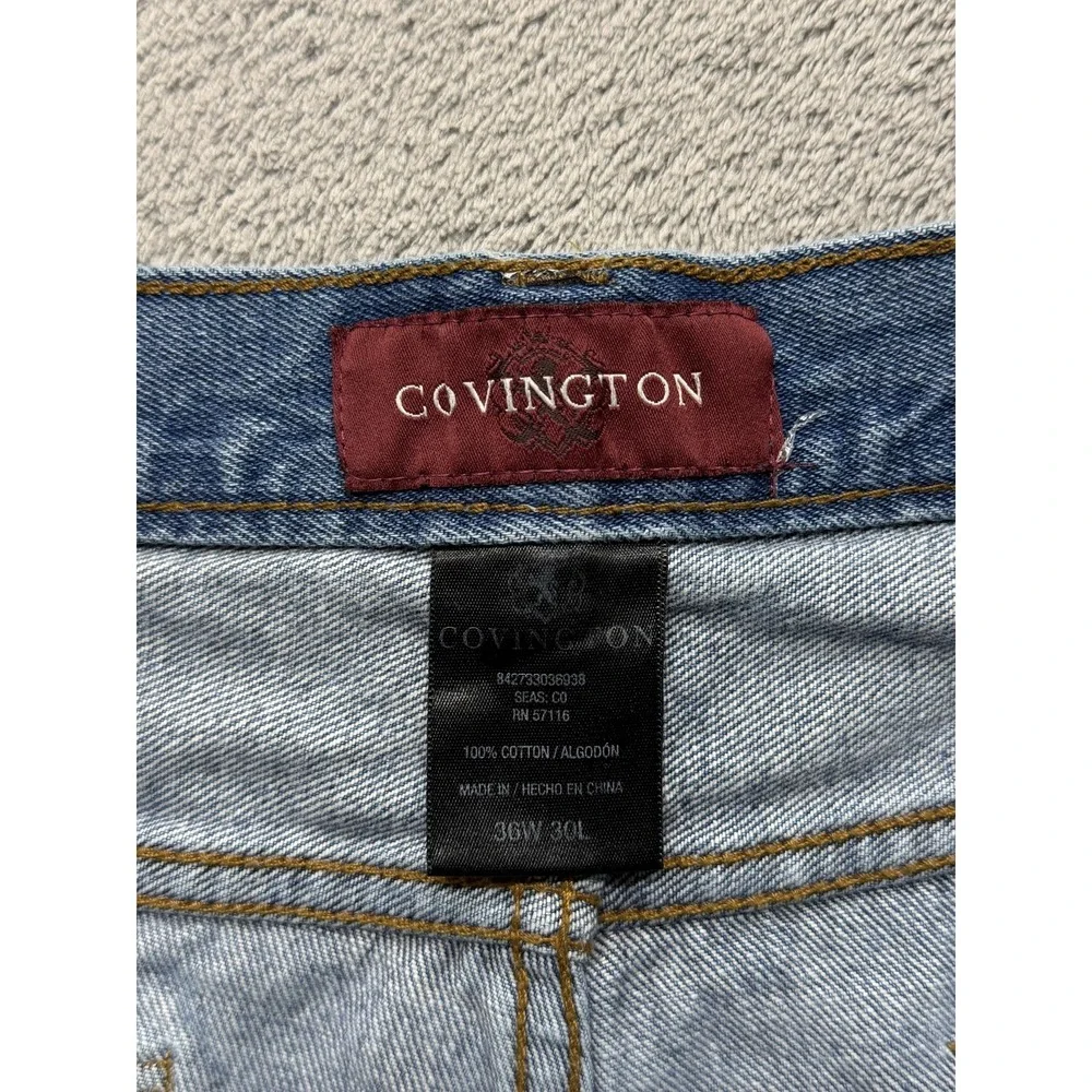 Covington Jeans Mens Measured 37x29 Blue‎ Denim Straight Leg Classic Zip Fly
